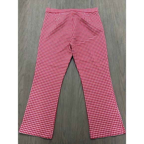ZARA Red Houndstooth Flared Pants Women’s XL NWT High Rise Stretch Trouser - Picture 6 of 6